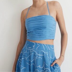Madewell Blue Strappy poplin crop tube top fits like small to medium.